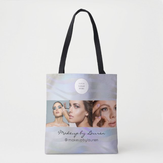 Modern Holographic Logo Photo Makeup Studio  Tote Bag (Front)