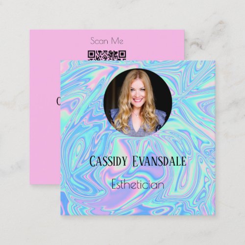 Modern Holographic Luxury Square Beauty  Square Business Card