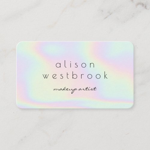 Modern holographic makeup artist gradient rainbow business card