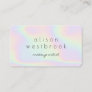 Modern holographic makeup artist pastel rainbow business card