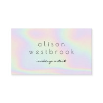 Modern holographic makeup artist pastel rainbow business card Modern holographic makeup artist pastel rainbow business card
