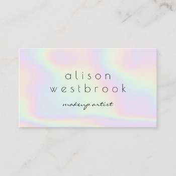 Modern Holographic Makeup Artist Pastel Rainbow Business Card by moodii at Zazzle