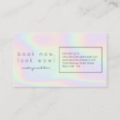 Modern holographic makeup artist pastel rainbow business card (Back)