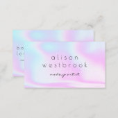 Modern holographic makeup artist pink gradient business card (Front/Back)