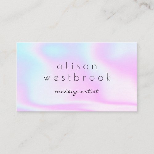 Modern holographic makeup artist pink gradient business card
