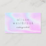 Modern holographic makeup artist pink rainbow business card