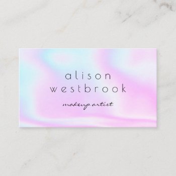 Modern Holographic Makeup Artist Pink Unicorn Business Card by moodii at Zazzle
