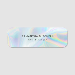 Modern Holographic Makeup Beautician Name Tag
