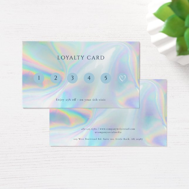 Modern Holographic Makeup Loyalty Business Card (Desk)