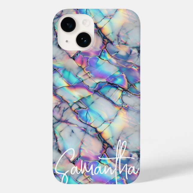 Modern Holographic Marble Stone Pattern Elegant  Case-Mate iPhone Case (Back)