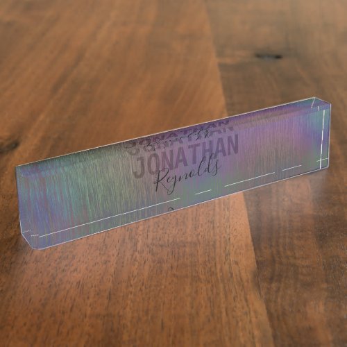 Modern Holographic Metal Name _ Desk Nameplate