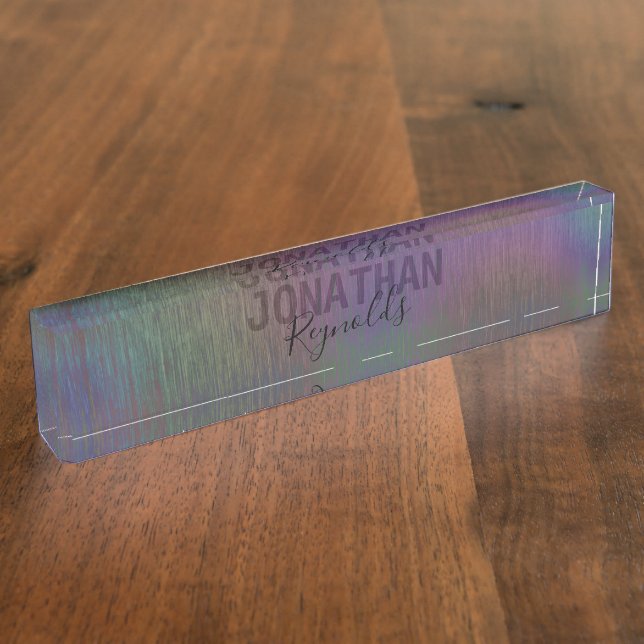 Modern Holographic Metal Name - Desk Nameplate (Side)