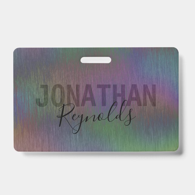 Modern Holographic Metal Name Monogram - Badge (Front)