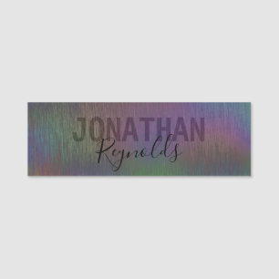 Modern Holographic Metal Name Monogram Name Tag