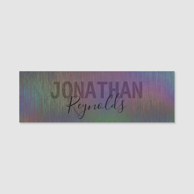 Modern Holographic Metal Name Monogram Tag (Front)