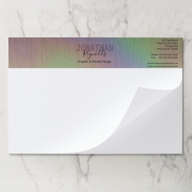 Modern Holographic Metal Name - Paper Pad (Folded)
