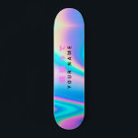 Modern Holographic Name Japanese Wave Skateboard<br><div class="desc">Easily personalize this modern and colorful skateboard with your custom name, text, good luck messages or any personalized text. The skateboard has an Holographic Rainbow Pastel Wave abstract background design with simple unicorn aesthetic and a cute japanese anime quote saying 頑張って (ganbatte), that is the best phrase you can use...</div>