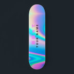 Modern Holographic Name Japanese Wave Skateboard<br><div class="desc">Easily personalize this modern and colorful skateboard with your custom name, text, good luck messages or any personalized text. The skateboard has an Holographic Rainbow Pastel Wave abstract background design with simple unicorn aesthetic and a cute japanese anime quote saying 頑張って (ganbatte), that is the best phrase you can use...</div>