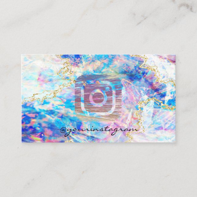 Modern Holographic Opal Instagram Social Media  Business Card (Front)