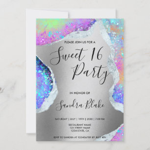 Modern Holographic Opal Iridescent Invitation