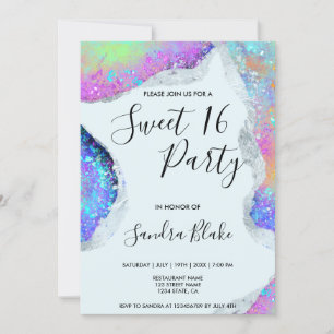 Modern Holographic Opal Iridescent Invitation