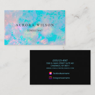 Modern Holographic Opal Stone Stylish Business Card