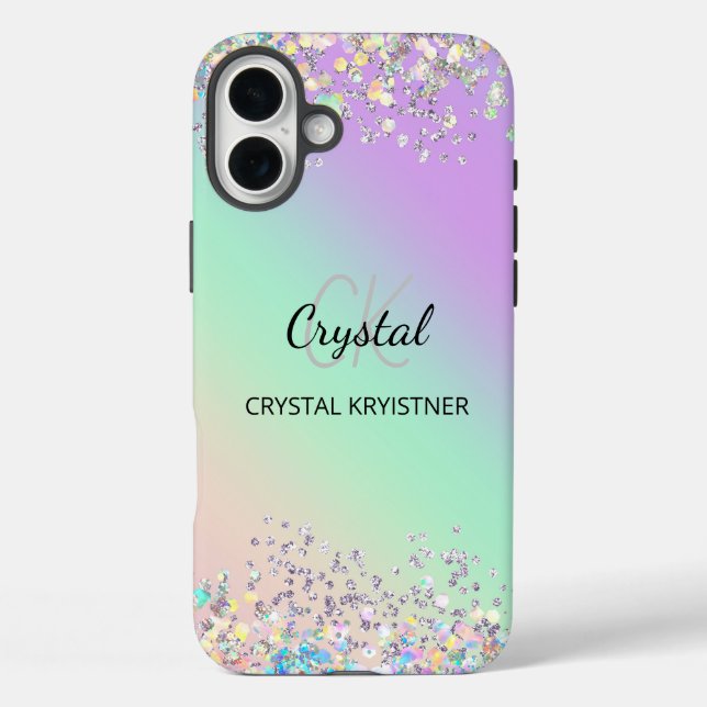 Modern Holographic Pastel Glitter  Case-Mate iPhone Case (Back)