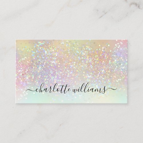 Modern Holographic Pastel Glitter Makeup Artist Business Card