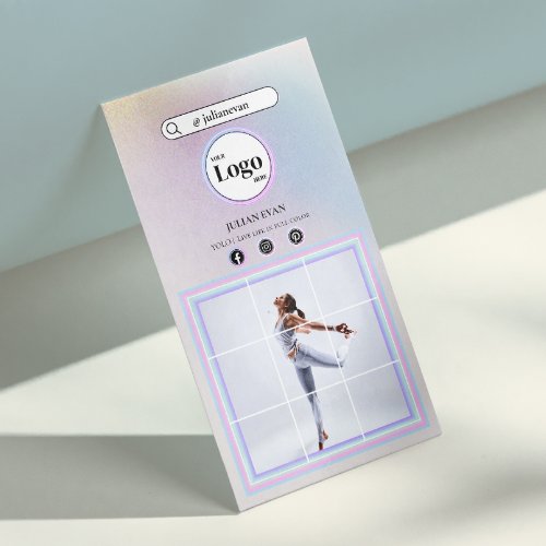 Modern Holographic Pastel Instagram Photo Business Card