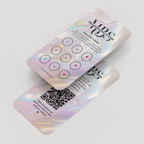 Modern Holographic Pearl Pink Loyalty Card