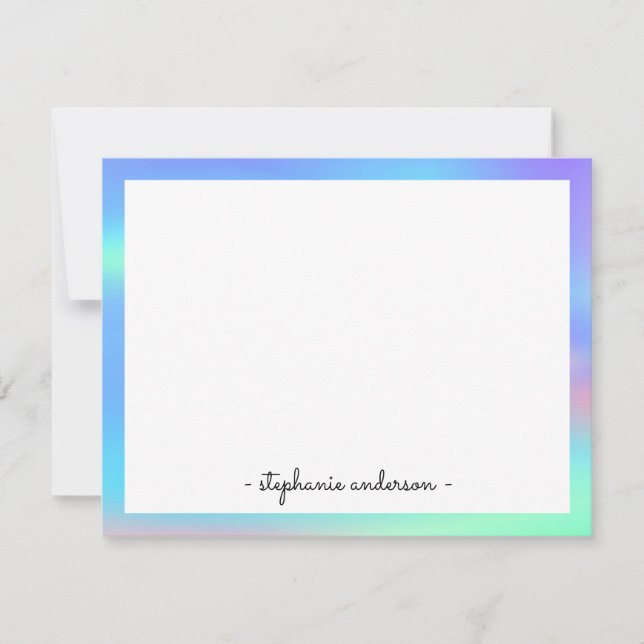 Modern Holographic Personalized Stationery Note Card (Front)