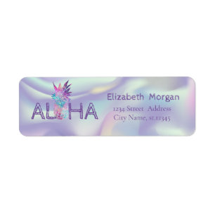 Modern Holographic Pineapple,Aloha, Label