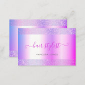 Modern Holographic Pink Purple Ombre Hair Stylist Business Card (Front/Back)