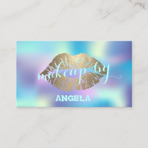 Modern Holographic ProffesionalLips Makeup artist Business Card