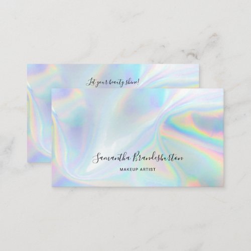 Modern Holographic QR Code Beautician  Business Card