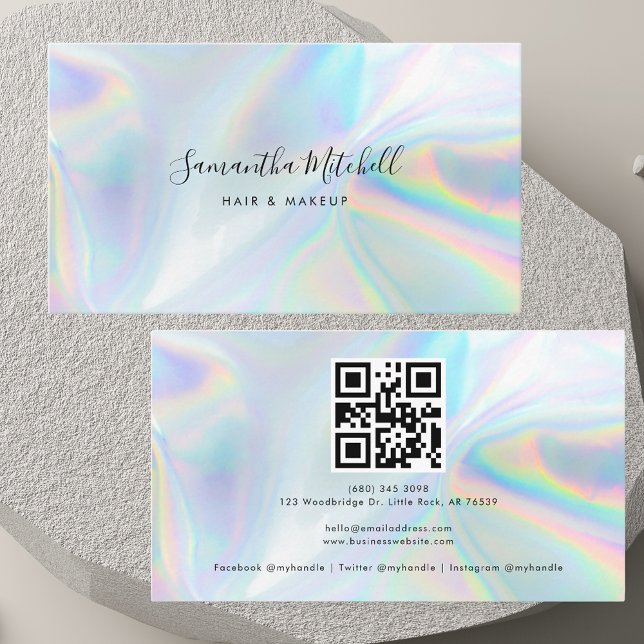 Modern Holographic QR Code Business Card (Modern Holographic QR Code Business Card)
