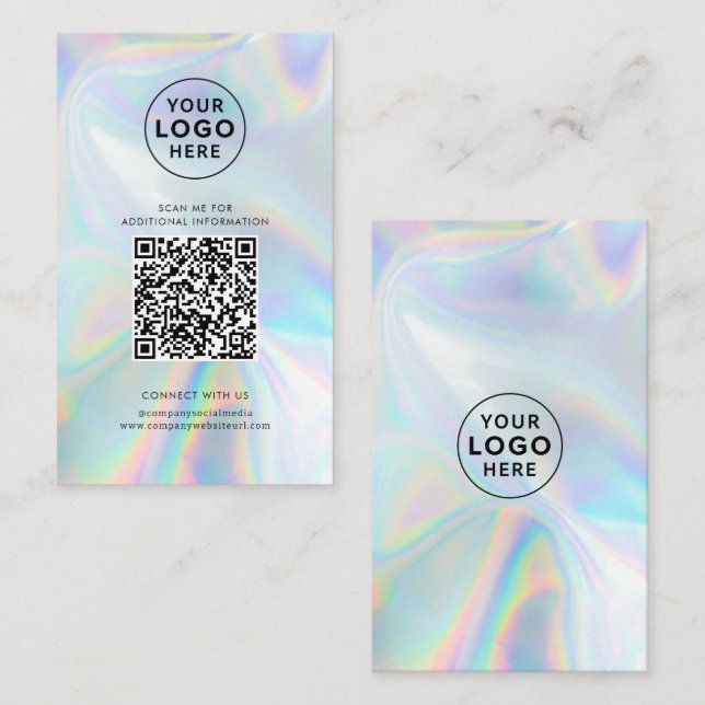 Modern Holographic QR Code Social Media Custom Business Card (Front/Back)