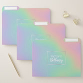 Modern Holographic Metal Name Monogram File Folder