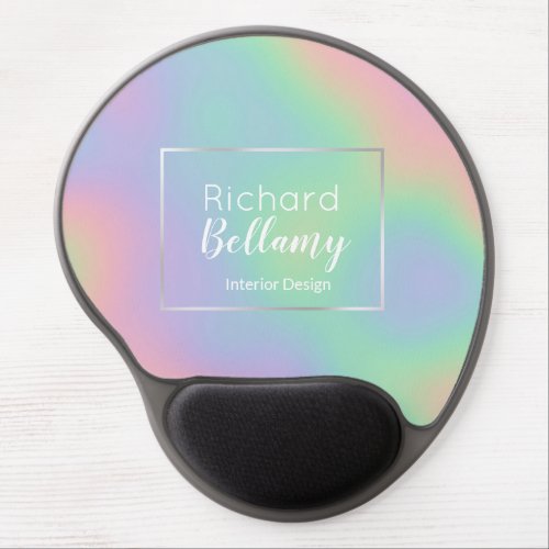 Modern Holographic Rainbow Effect Metal Frame Gel Mouse Pad
