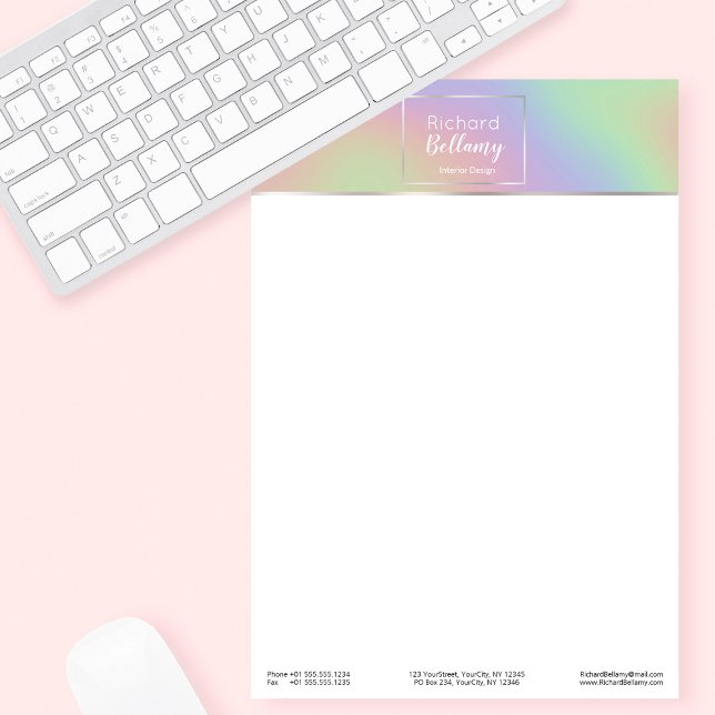 Modern Holographic Rainbow Effect Metal Frame Letterhead (Creator Uploaded)