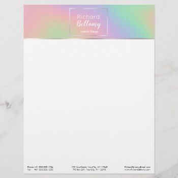 Modern Holographic Rainbow Effect Metal Frame Letterhead by SorayaShanCollection at Zazzle