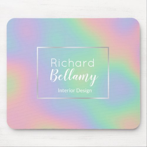 Modern Holographic Rainbow Effect Metal Frame Mouse Pad