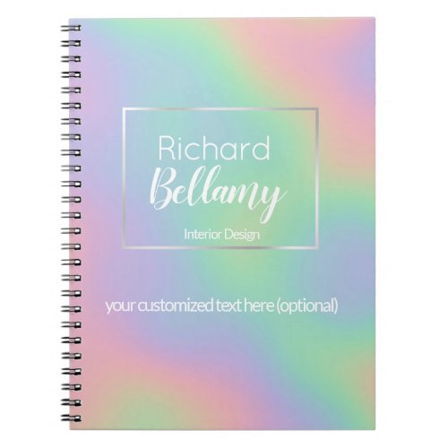 Modern Holographic Rainbow Effect Metal Frame Notebook