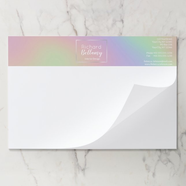 Modern Holographic Rainbow Effect Metal Frame Paper Pad (Folded)