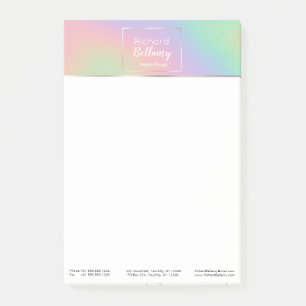 Modern Holographic Rainbow Effect Metal Frame Post-it Notes