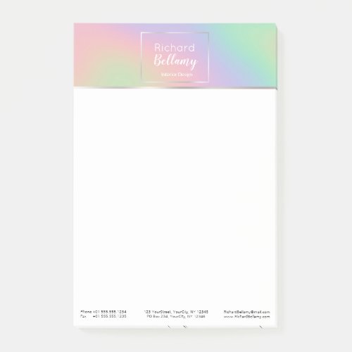 Modern Holographic Rainbow Effect Metal Frame Post_it Notes