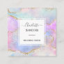 Modern holographic rainbow gold glitter square business card