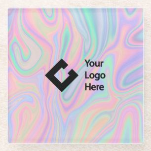 Modern Holographic Rainbow Iridescent Office Set Glass Coaster