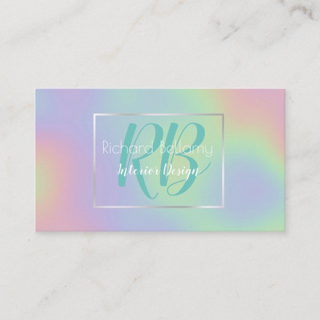 Modern Holographic Rainbow Metal - Business Card (Front)