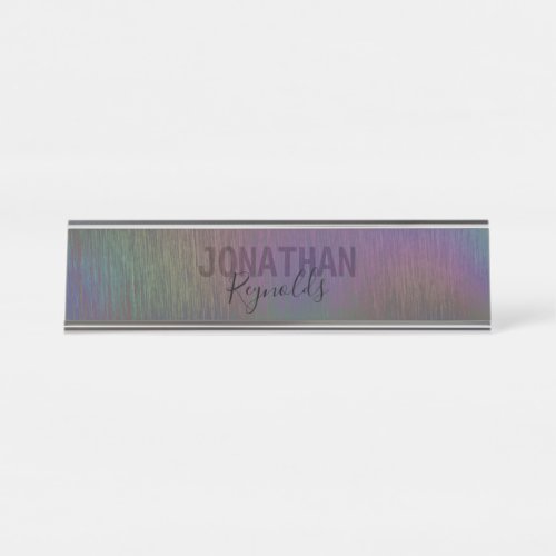 Modern Holographic Rainbow Metal _ Desk Name Plate